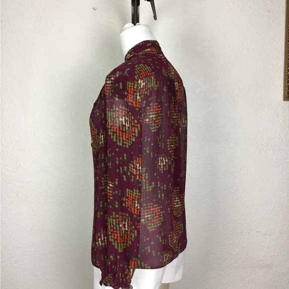 Nine West Womens Blouse Size M Geometric Print Multicolor Long Sleeve Vi… - Picture 12 of 13